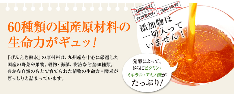 60種類の国産原材料の生命力がギュッ！