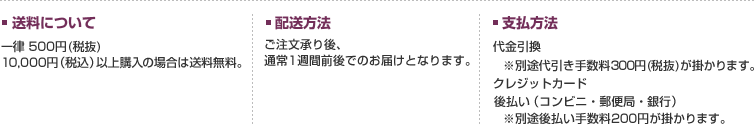 ■送料について／■配送方法／■支払い方法